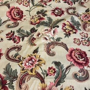 Gorgeous Rose floral heavyweight fabric upholstery camel pink green gold cottage